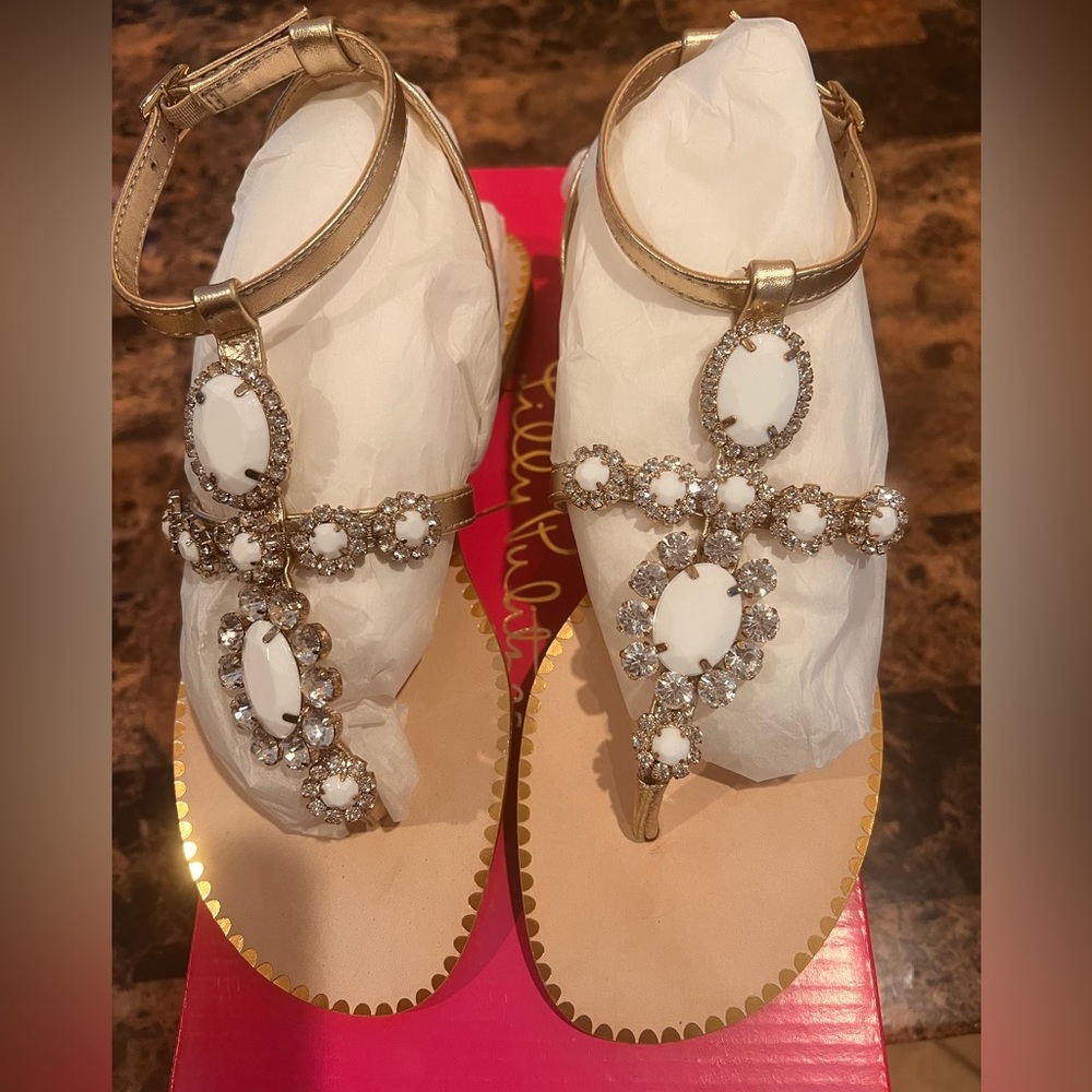 LILLY PULITZER NEW KATIE SANDALS IN RESORT WHITE COLOR SIZE 6